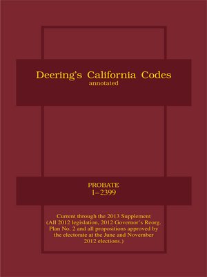 cover image of Deering's California Probate Code, Annotated